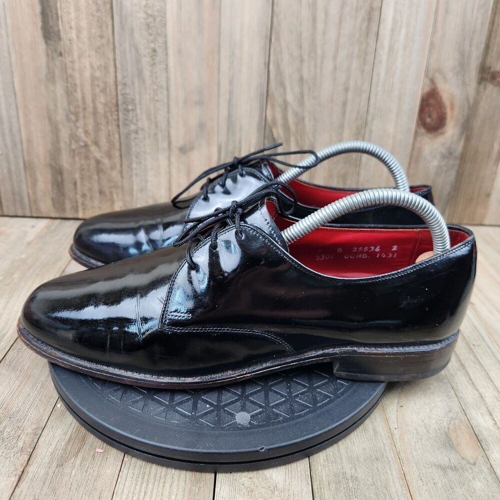 Mens Allen Edmonds Spencer‎ size 9 Black Patent Leather Oxford Dress Shoes